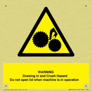 Warning Drawing in and Crush Hazard